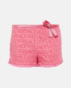 Versace Allover Devoré Cotton Shorts - Women's - Cotton/silk - Pink