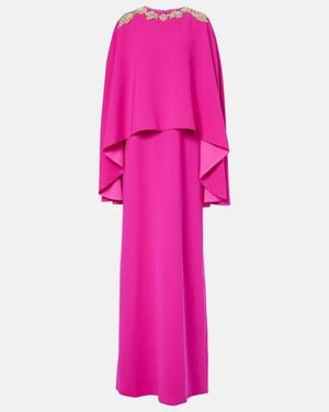 Costarellos Elin Embellished Caped Crepe Gown - Pink