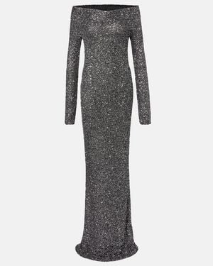 Stella McCartney Off-The-Shoulder Sequined Recycled Knitted Gown - Gray
