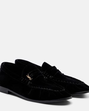 Saint Laurent Le Loafer Velvet Penny Loafers - Black