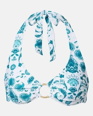 Heidi Klein Kos Paisley Halterneck Bikini Top - Blue