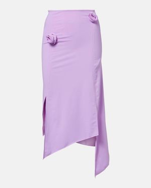 Coperni Floral-Applique Jersey Midi Skirt - Purple