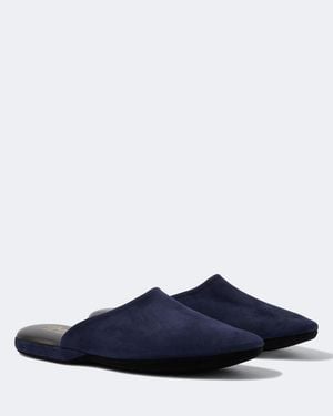 Charvet Leather-Lined Suede Slippers - Blue