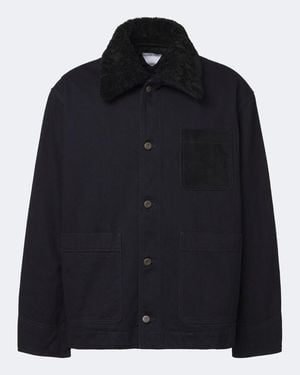 Bottega Veneta Shearling-Trimmed Denim Jacket - Blue