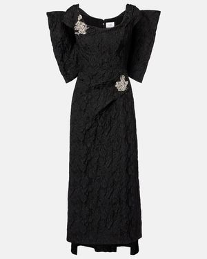 Erdem Embroidered Cloque Jacquard Gown - Black