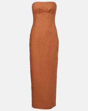 SIR. Evalita Linen Maxi Dress - Brown