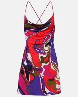 PUCCI Orchidee Satin Jersey Minidress - Red