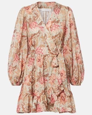 Zimmermann Daylight Floral Cotton Wrap Dress - Pink