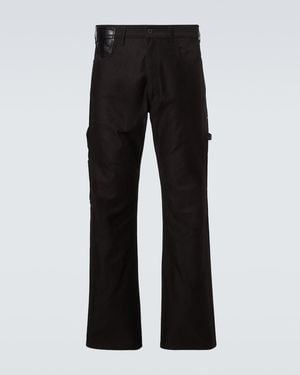 Junya Watanabe Leather-Trimmed Straight Jeans - Black