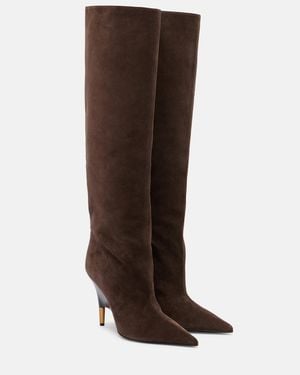 KHAITE Bella 100 Suede Knee-High Boots - Brown