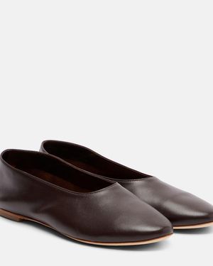 STAUD Alba Leather Ballet Flats - Brown