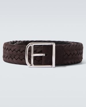 Brioni Braided Suede Belt - Brown