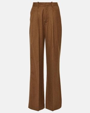 AG Jeans X Emrata Joan Wool Wide-Leg Trousers - Brown