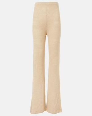 Posse Lennon Knitted Cotton-Blend Flared Pants - Natural