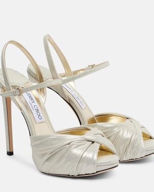 Jimmy Choo Elly 120 Suede Platform Sandals - Metallic