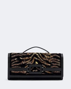 Roger Vivier Clutch Belle Vivier De Terciopelo Adornado - Negro