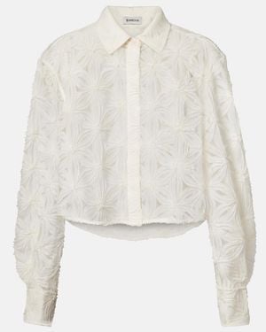 Jonathan Simkhai Anders Cropped Floral Blouse - White