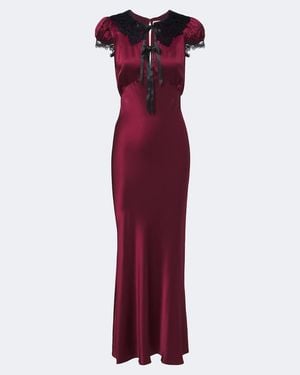 Rodarte Midikleid Aus Seidensatin Mit Spitze - Rot