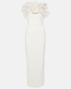 Alessandra Rich Organza-Trimmed Cady Bustier Gown - White