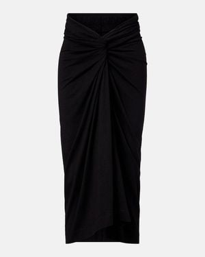 Dries Van Noten Gathered Cotton Jersey Midi Skirt - Black