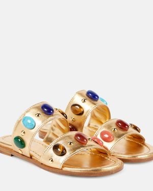 Gianvito Rossi Shanti Embellished Metallic Leather Sandals