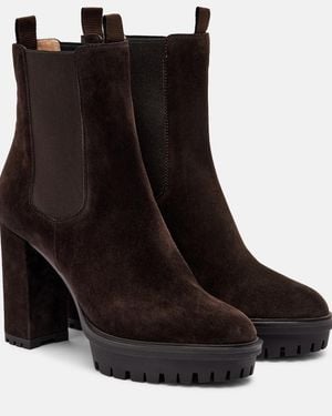 Gianvito Rossi Barry Suede Platform Ankle Boots - Black