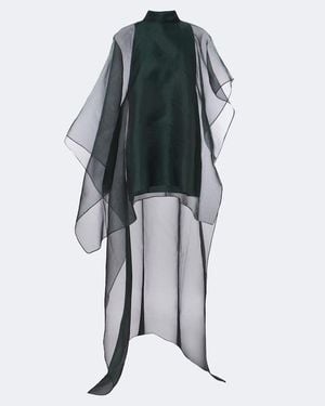 Taller Marmo Dallas Asymmetric Organza Kaftan - Grey