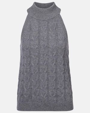 Lisa Yang Serafine Cable-Knit Cashmere Top - Gray