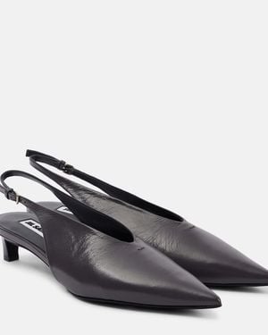 Jil Sander Leather Slingback Pumps - Gray