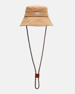 Moncler Logo Cotton Canvas Bucket Hat - Natural