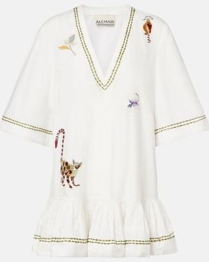 ALÉMAIS Camelia Embroidered Cotton Minidress - White