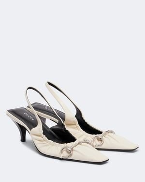Gucci Vittoria Horsebit Leather Slingback Court Shoes - White