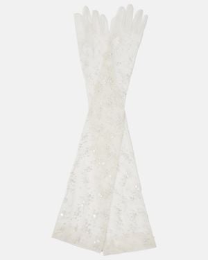 Safiyaa Bridal Tulle Gloves - White