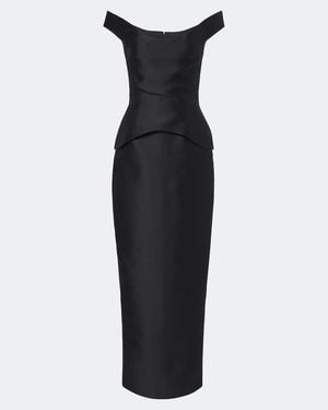 Solace London Vestido De Fiesta Pieta De Saten Con Peplum - Negro