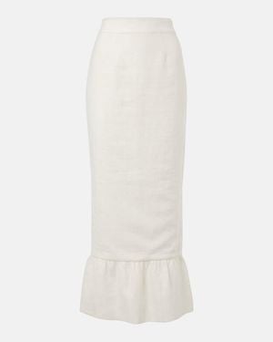 Posse Matilda Tiered Linen Pencil Skirt - White