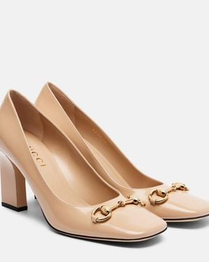 Gucci Signora Horsebit Leather Court Shoes - Natural