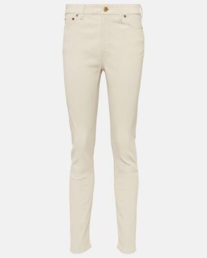 Polo Ralph Lauren High-Rise Skinny Leg Leather Pant - Natural