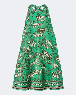 ALÉMAIS Vestido Fish Sticks De Lino Estampado - Verde