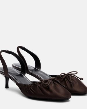 STAUD Alba Satin Slingback Pumps - Brown