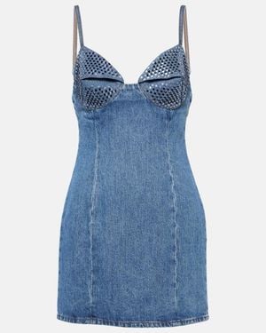 Area 'Crystal Embellished Cup' Dress - Blue