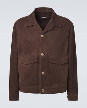 Brunello Cucinelli Jacke Aus Veloursleder - Braun
