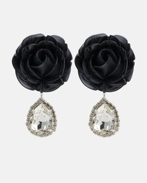 Magda Butrym Mini Rose Crystal-Embellished Drop Earrings - Black
