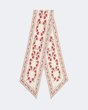 Chloé Floral Silk Crepe Scarf - White