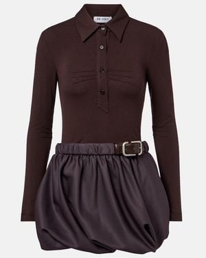 The Attico Belted Polo Dress - Purple