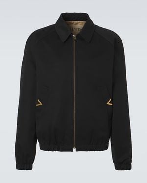 Valentino Chaqueta De Gabardina De Algodon Con Vgold - Negro