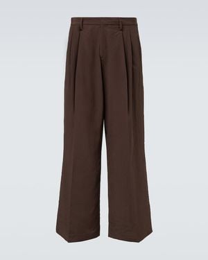 ERL Pleated Wide-Leg Trousers - Brown