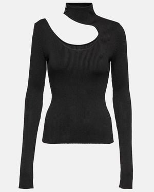 Petar Petrov Fiz Cutout Ribbed-Knit Silk Top - Black