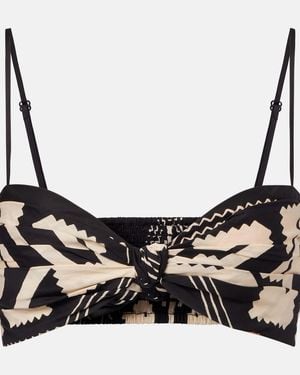 Johanna Ortiz Printed Cotton Bra Top - Black