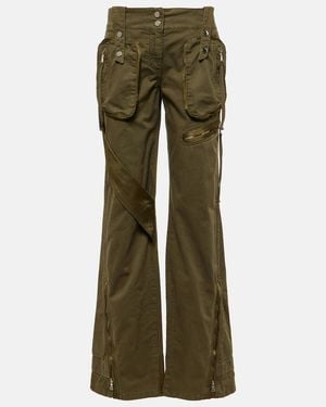 Blumarine Mid-Rise Flared Cargo Jeans - Green