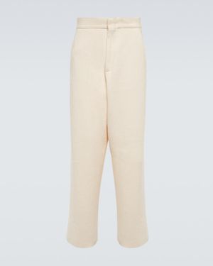 ZEGNA Straight Cotton Boucle Pants - Natural